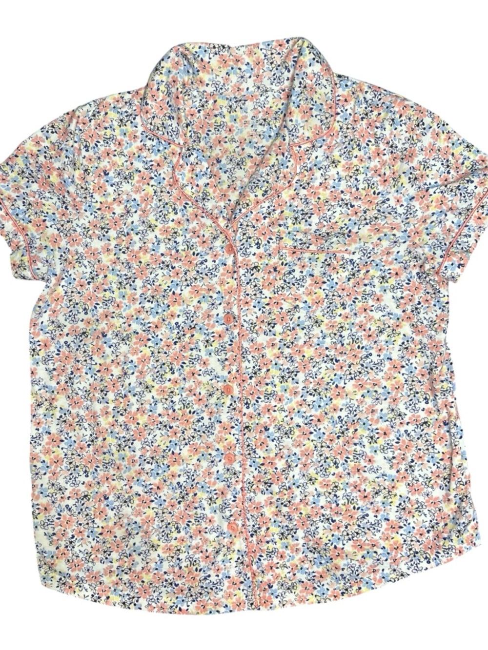 Floral Button-Up Short Sleeve Pajama Top